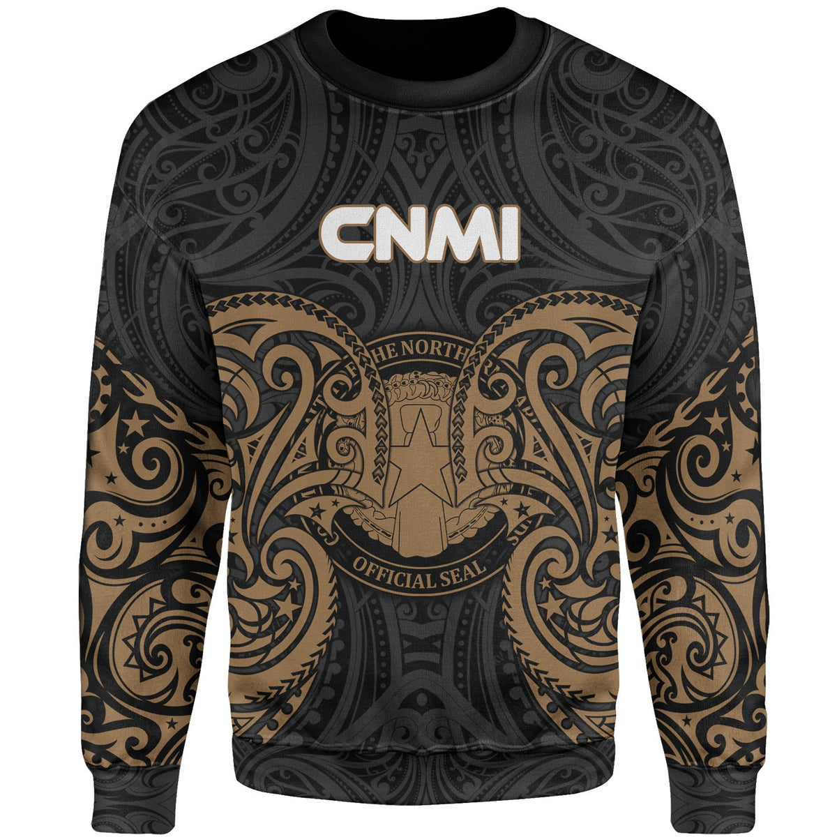 Northern Mariana Islands Polynesian Sweater - Spirit Style Gold Unisex Gold - Polynesian Pride