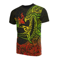 Hawaii T Shirt Polynesian Hibiscus Hammerhead Shark Unisex BLACK - Polynesian Pride