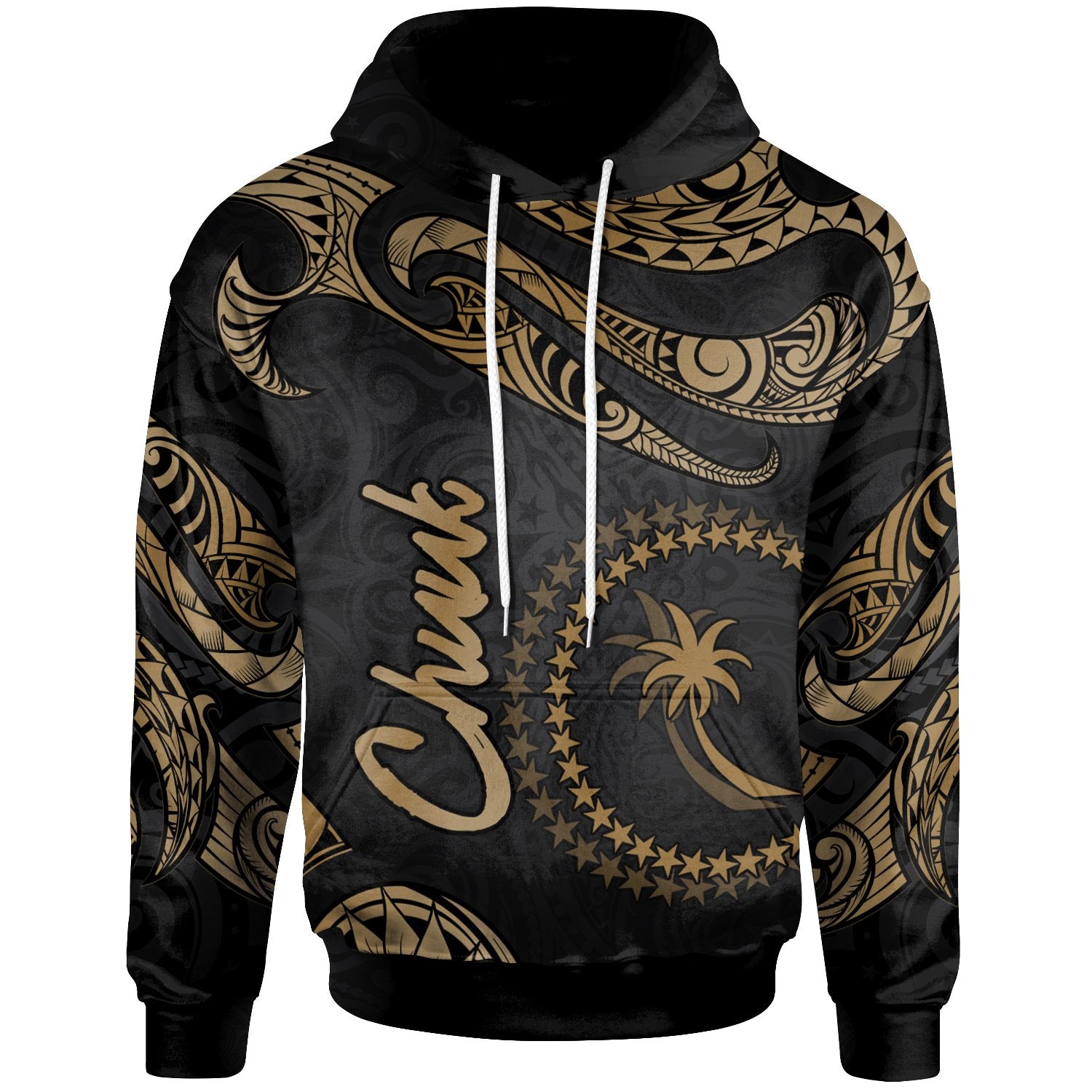 Chuuk Micronesia Hoodie Polynesian Tattoo Gold Version Unisex Gold - Polynesian Pride