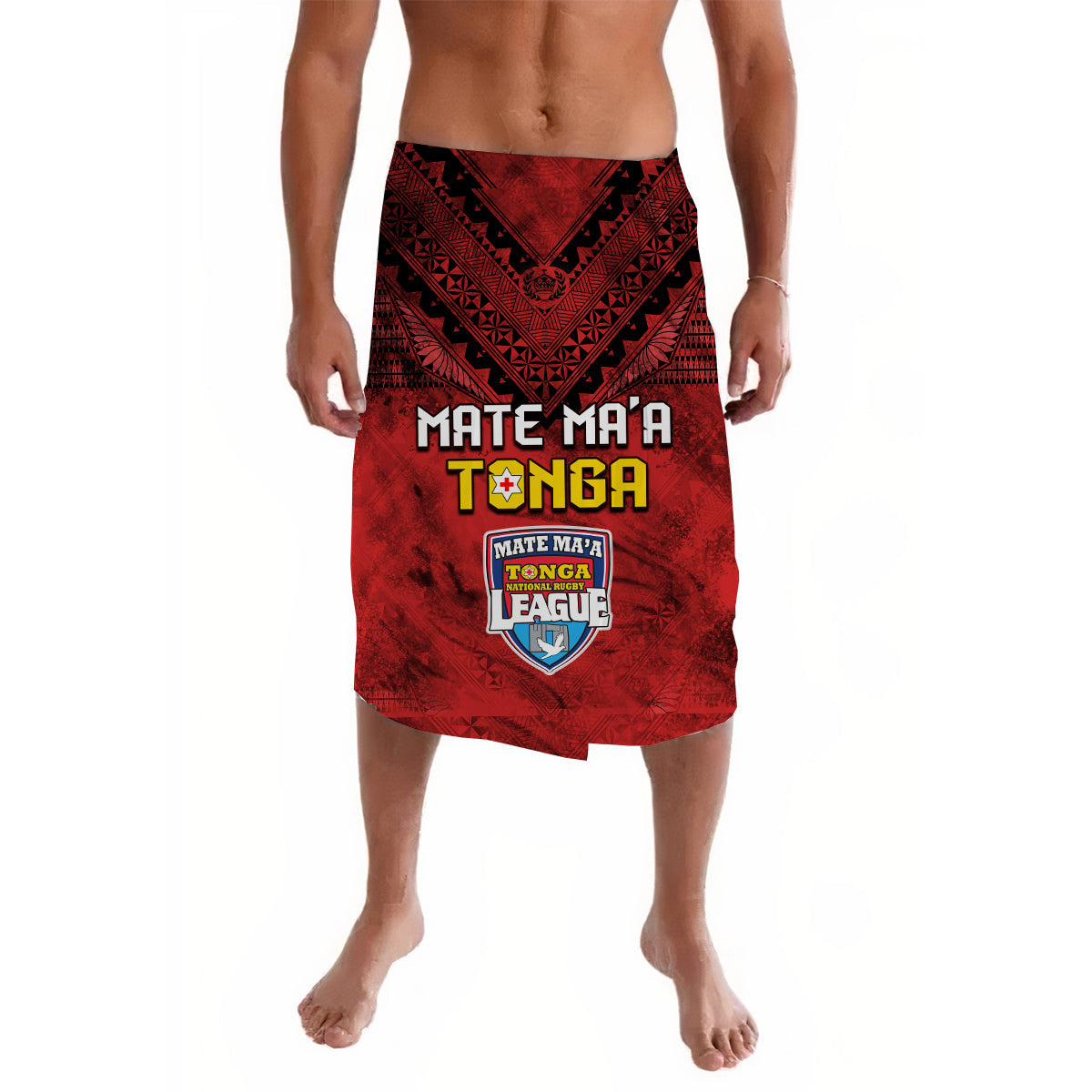 Tonga Rugby MMT Lavalava Ngatu Mate Maa Tonga Grunge Ver.01 LT13 Red - Polynesian Pride