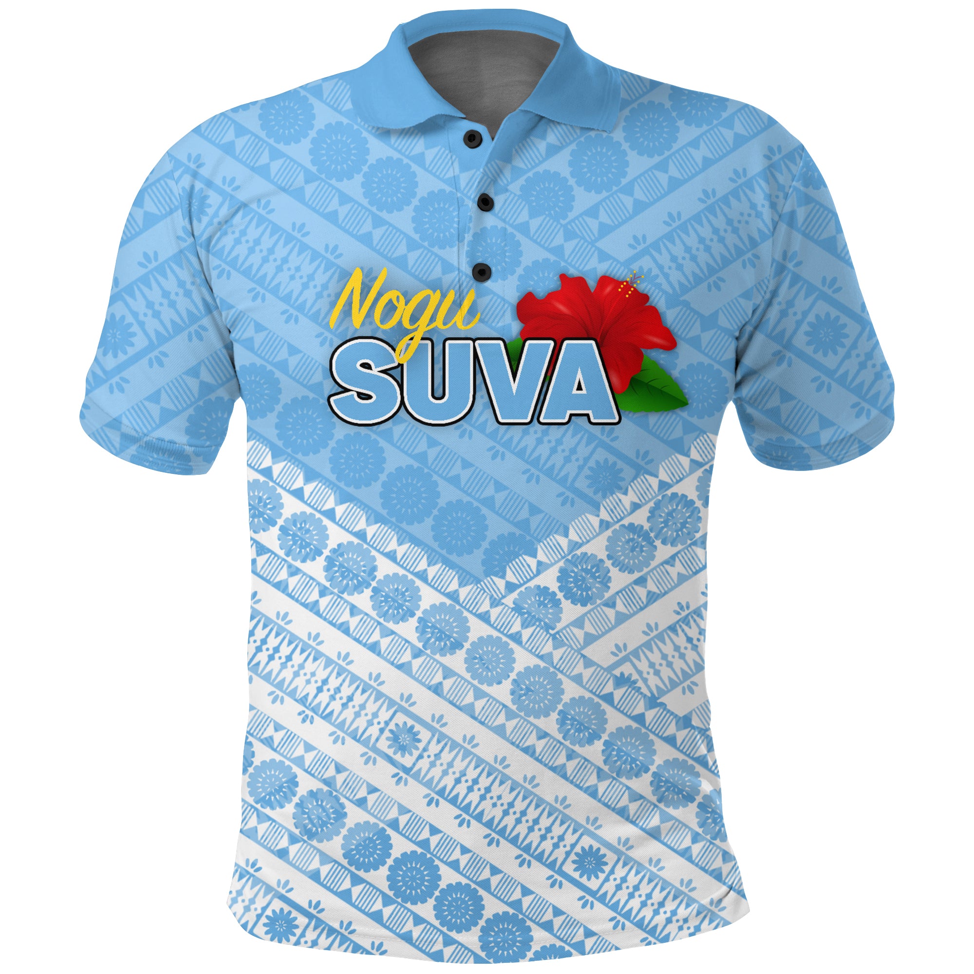 Custom Fiji Suva Rugby Polo Shirt Tapa Pattern LT12 Unisex Blue - Polynesian Pride