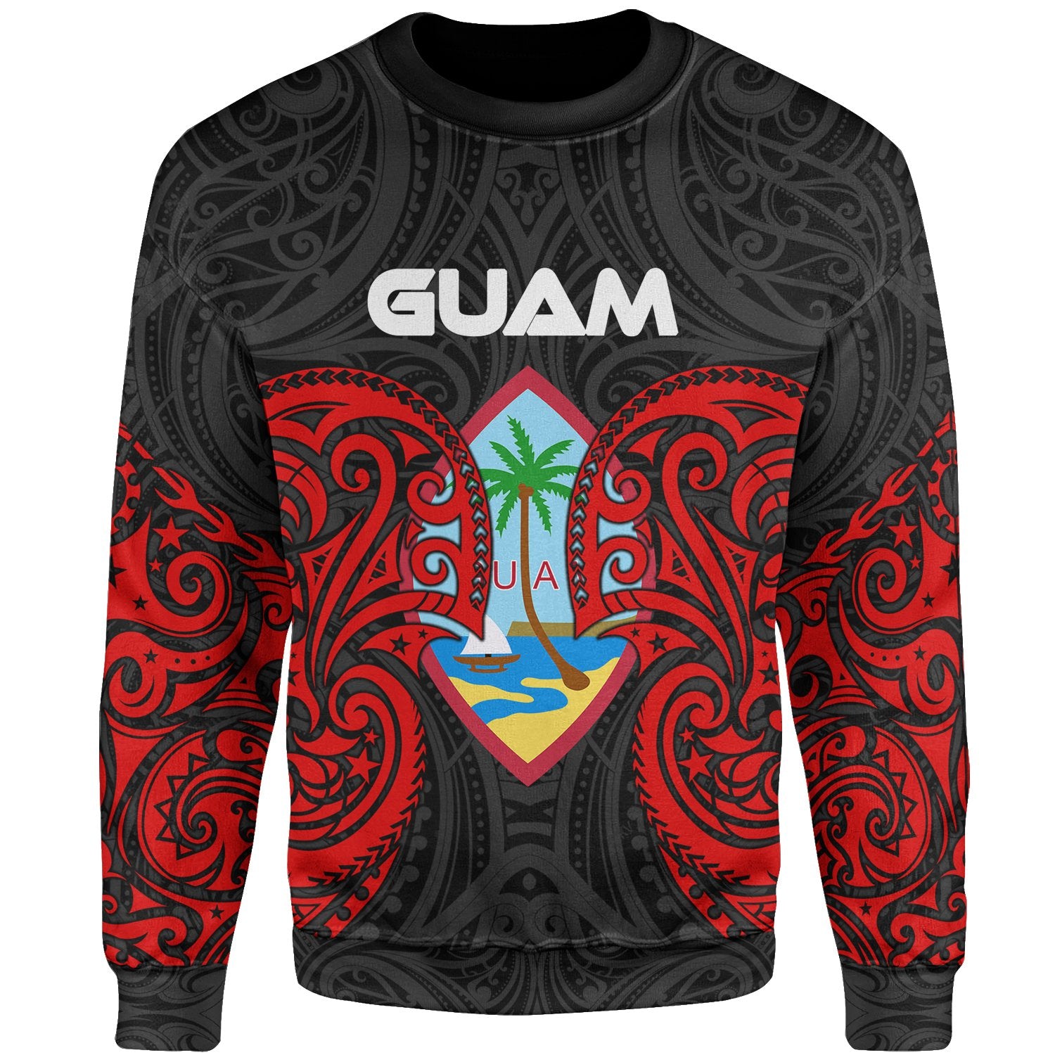 Guam Polynesian Sweater - Spirit Style Unisex Black - Polynesian Pride