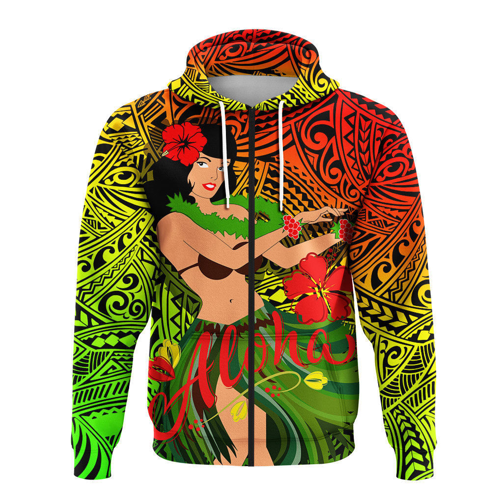 Hawaii Hula Girl Reggae Hoodie LT2 - Polynesian Pride