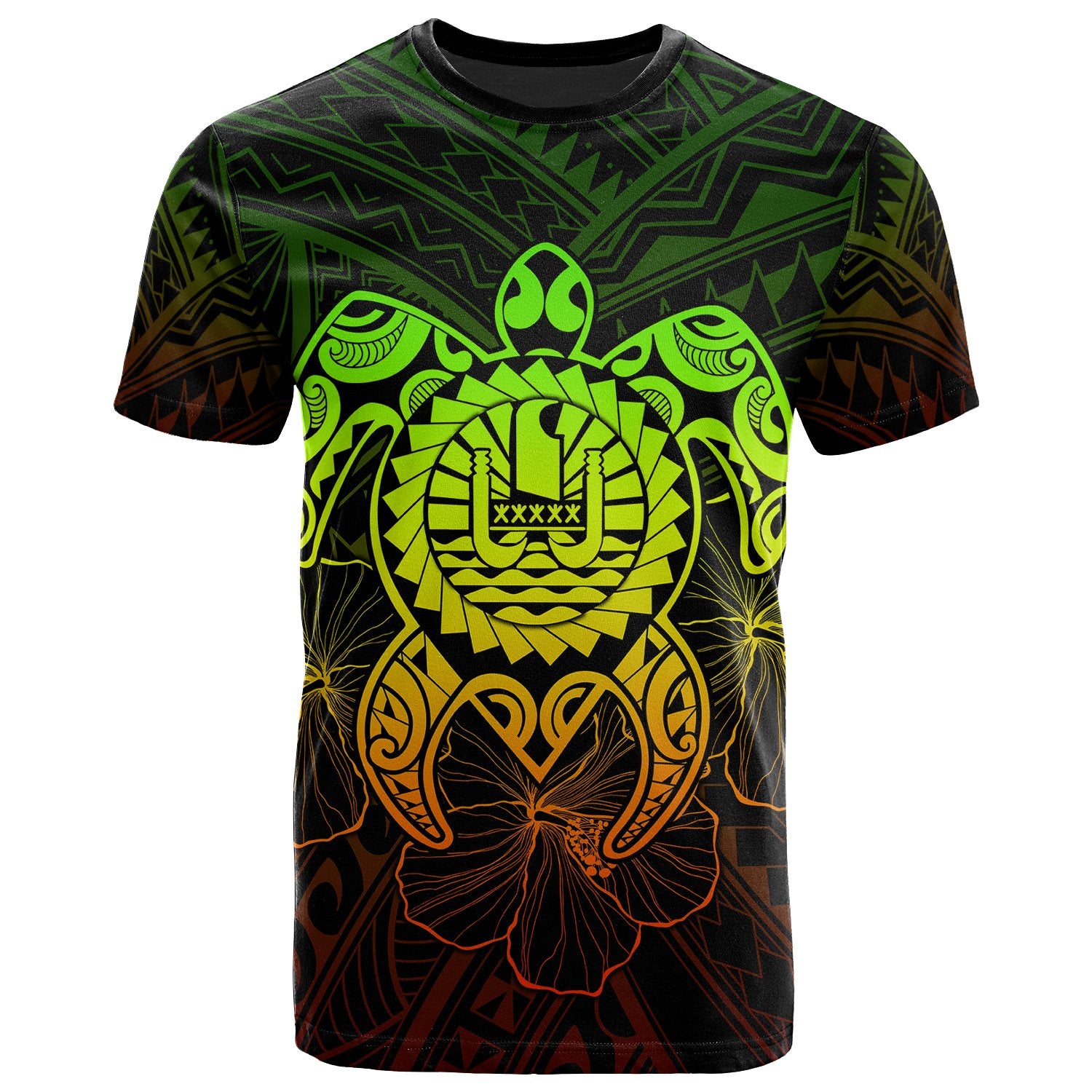 Tahiti Polynesian T Shirt Vintage Polynesian Turtle (Reggae) Unisex Art - Polynesian Pride