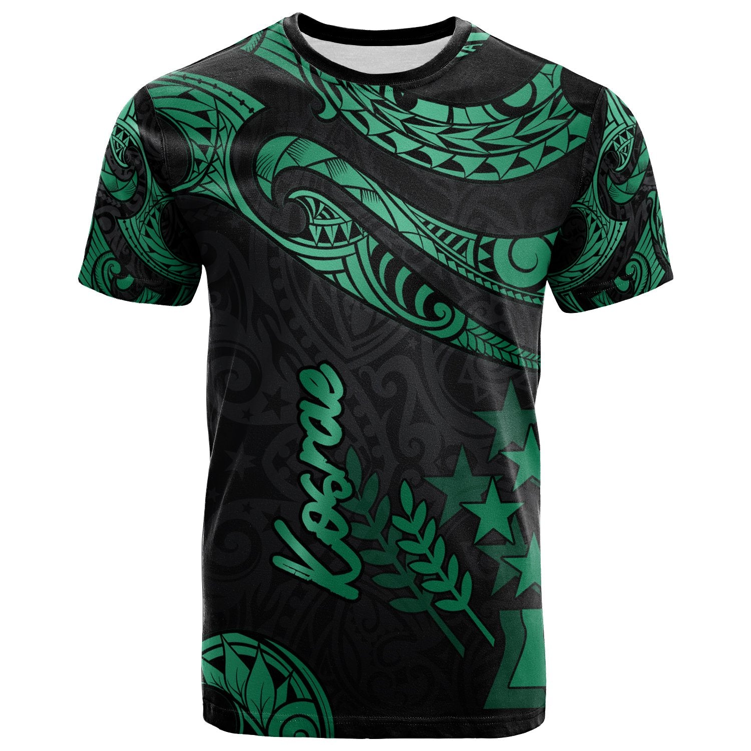 Kosrae Micronesia T Shirt Poly Tattoo Green Version Unisex Art - Polynesian Pride