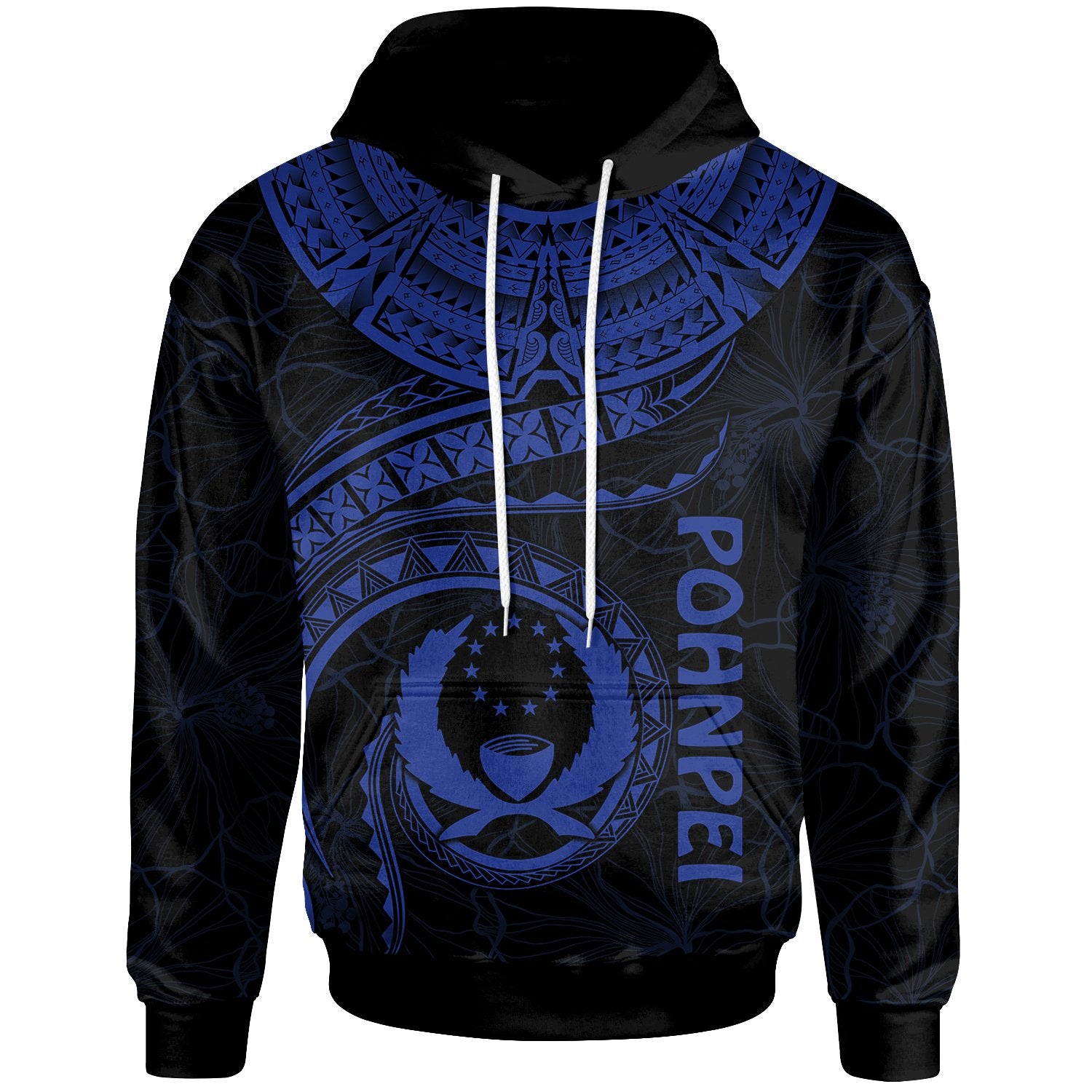 Pohnpei Polynesian Hoodie Pohnpei Waves (Blue) Unisex Blue - Polynesian Pride