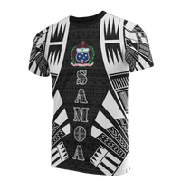 Samoa T Shirt Samoan Coat of Arms Polynesian Tattoo Style Unisex Black - Polynesian Pride