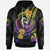 Guam Custom Hoodie Plumeria Flowers with Spiral Patterns Unisex Black - Polynesian Pride