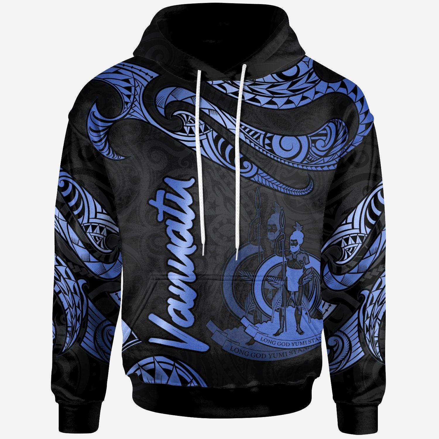 Vanuatu Hoodie Polynesian Tattoo Blue Version Unisex Blue - Polynesian Pride