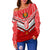 (Custom Personalised) Tonga Rugby Mate Ma'a Tonga Tapa Pattern Women Off Shoulder Sweater - LT2 - Polynesian Pride