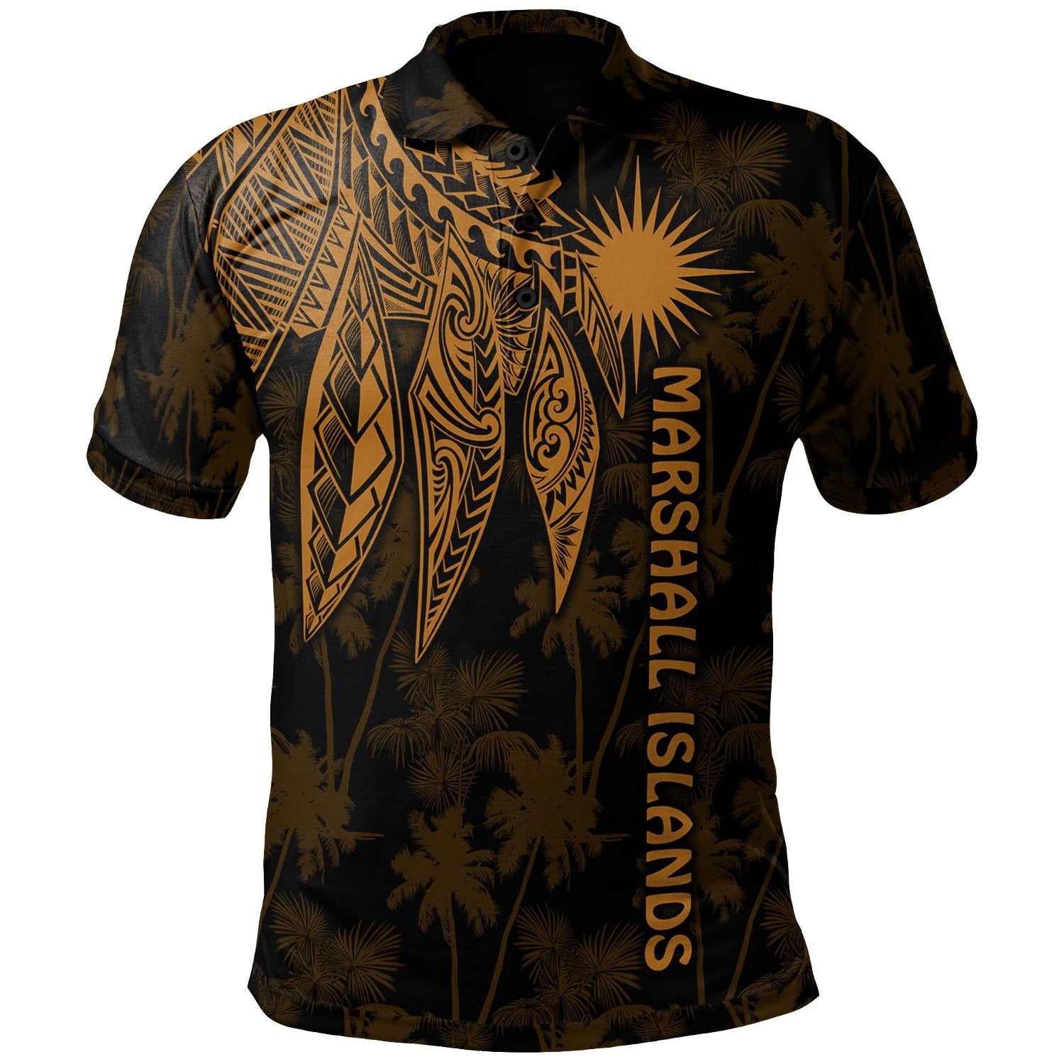 Marshall Islands Polo Polynesian Wings (Golden) Unisex Golden - Polynesian Pride