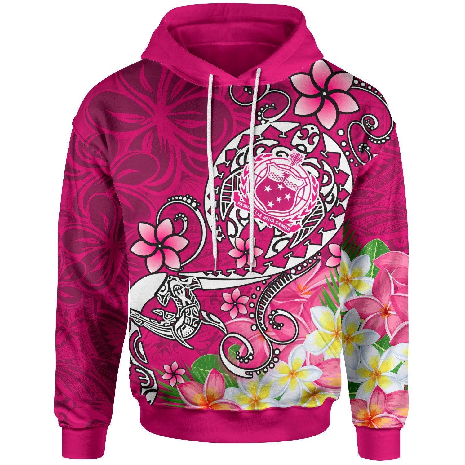 Samoa Hoodie Turtle Plumeria (Pink) Unisex Pink - Polynesian Pride