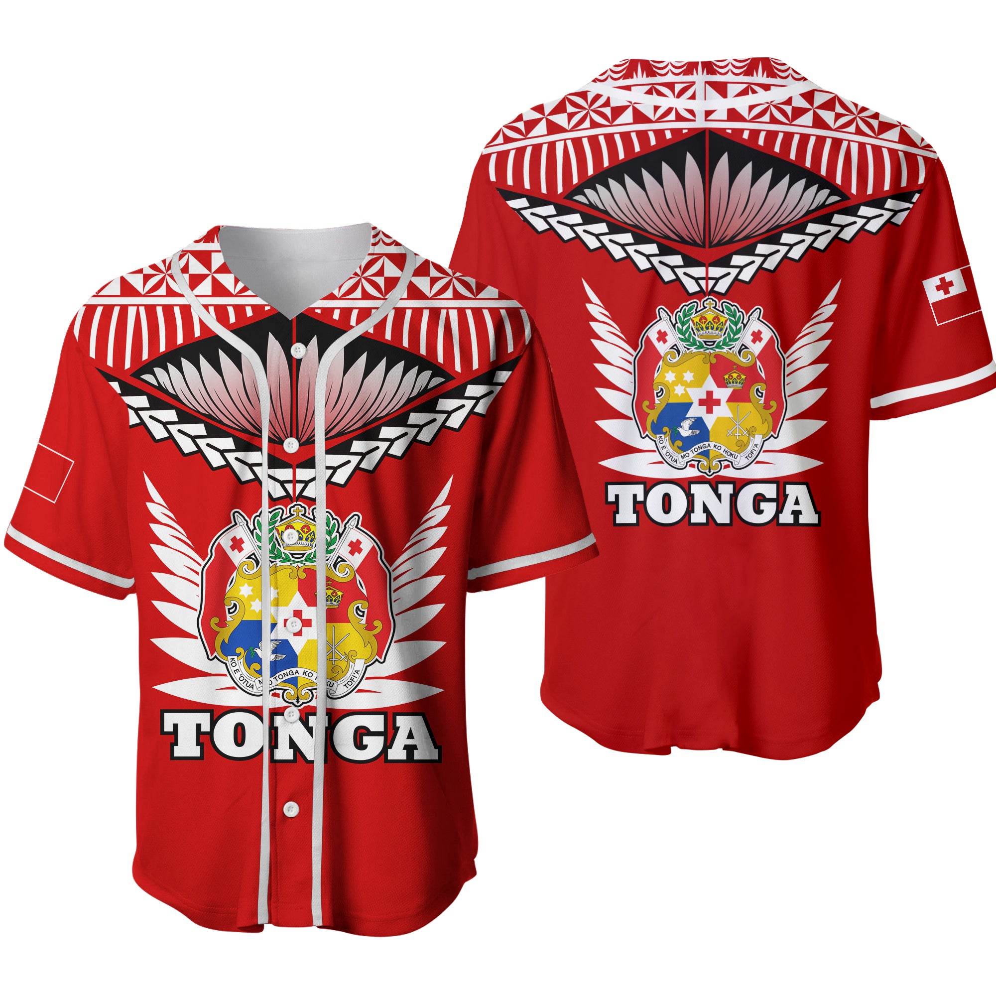 Tonga Baseball Jersey - Tongan Pride - LT12 Red - Polynesian Pride