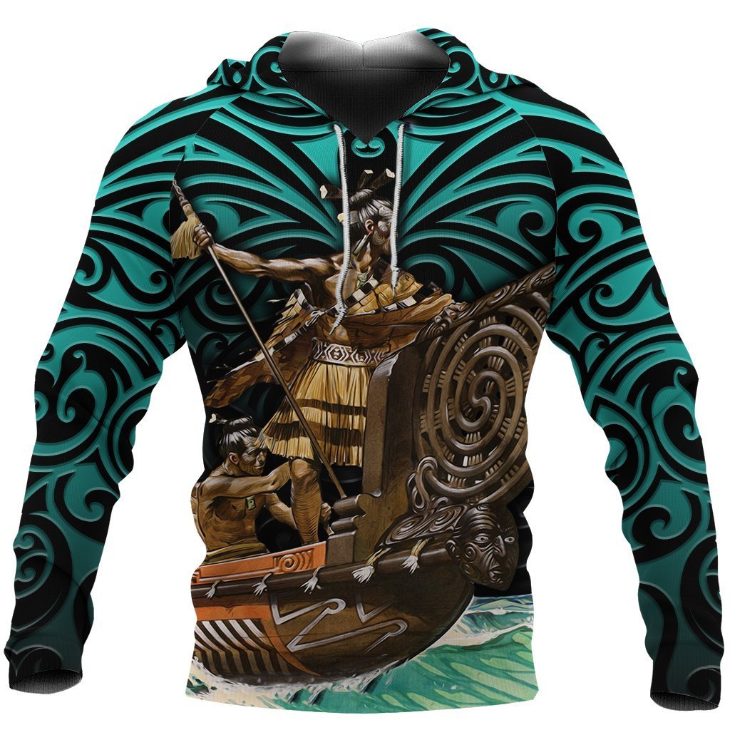 New Zealand Hoodie, Maori Waka Taua Pullover Hoodie Unisex Black - Polynesian Pride