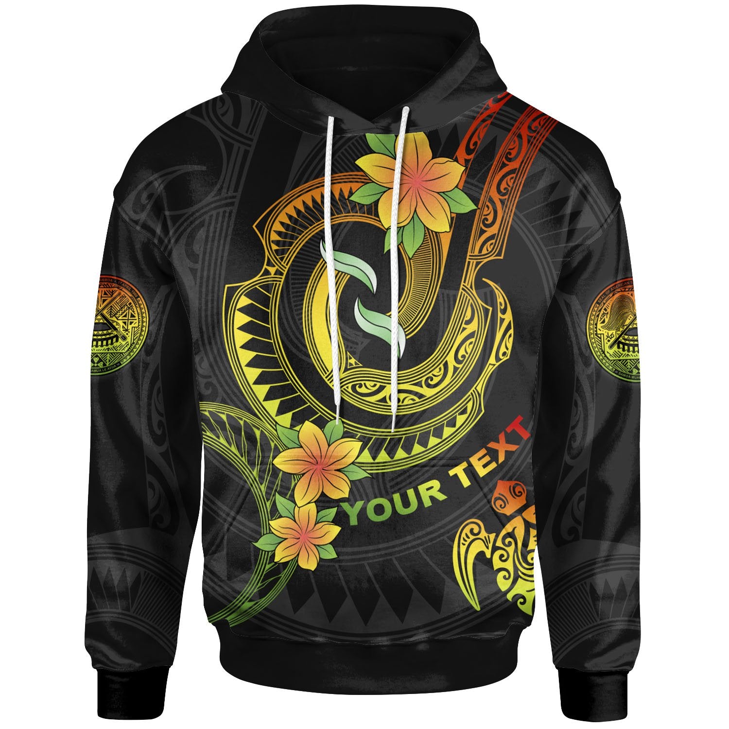 American Samoa Custom Hoodie Reggae Plumeria Flowers with Spiral Patterns Unisex Reggae - Polynesian Pride