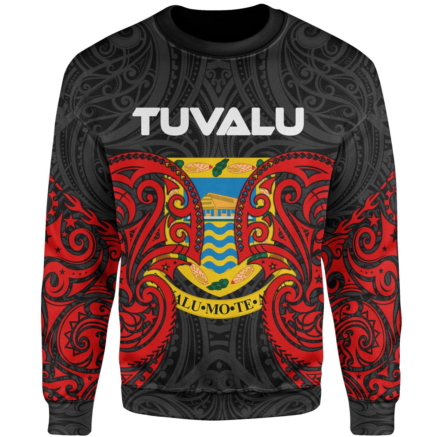 Tuvalu Polynesian Sweater - Spirit Style Unisex Black - Polynesian Pride