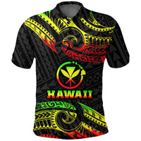 Hawaii Polo Shirt Tribal Pattern Reggae LT12 Unisex Black - Polynesian Pride