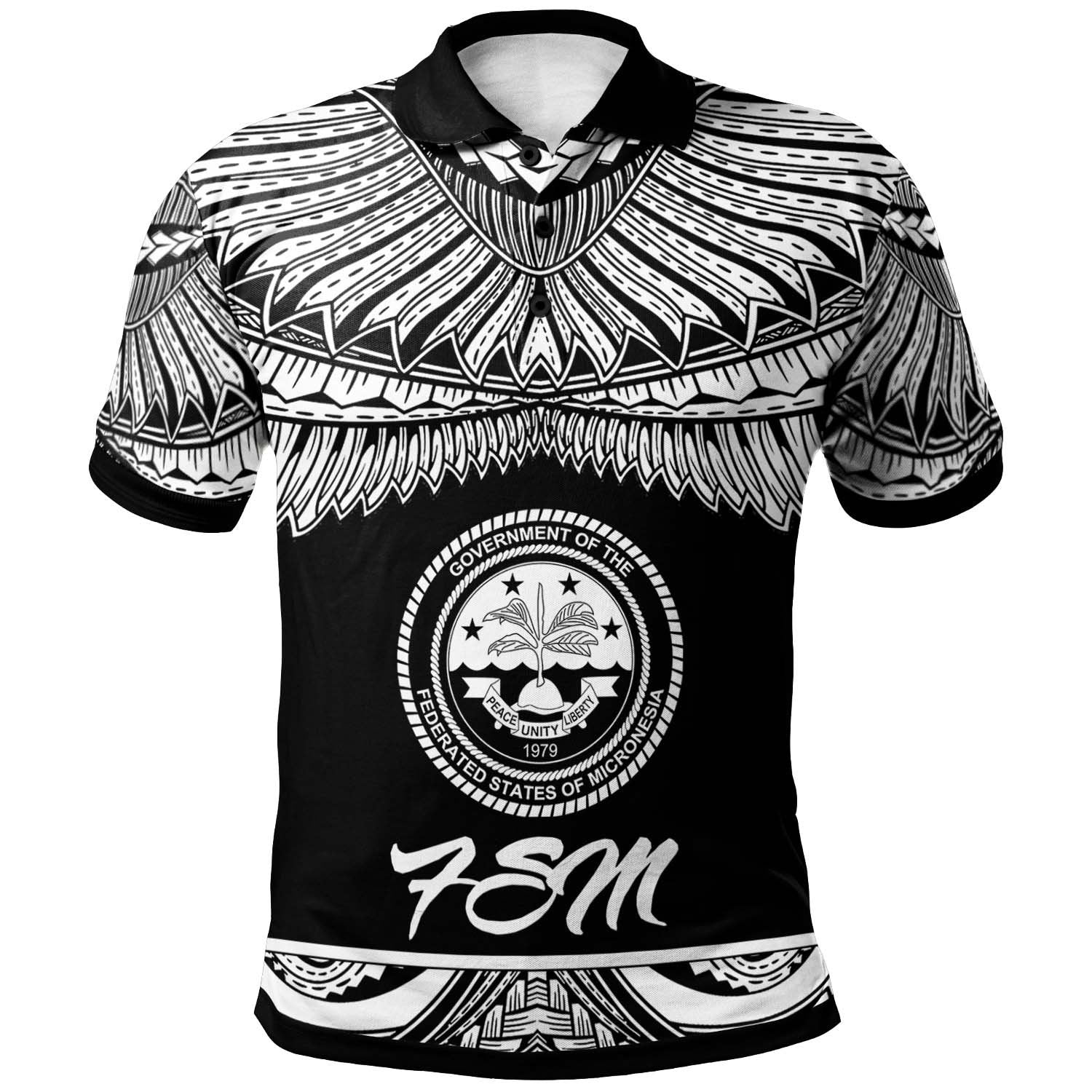 Federated States of Micronesia Polo Shirt Polynesian Tattoo White Version Unisex White - Polynesian Pride