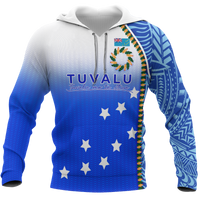 Tuvalu All Over Hoodie Ocean Waves Unisex Blue - Polynesian Pride