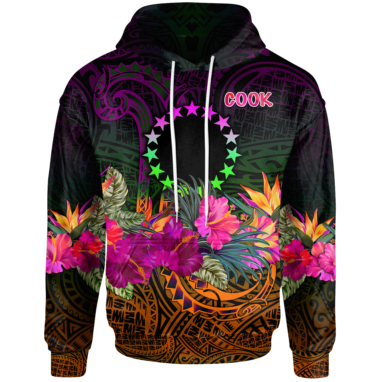 Cook Islands Polynesian Hoodie Summer Hibiscus Unisex Reggae - Polynesian Pride