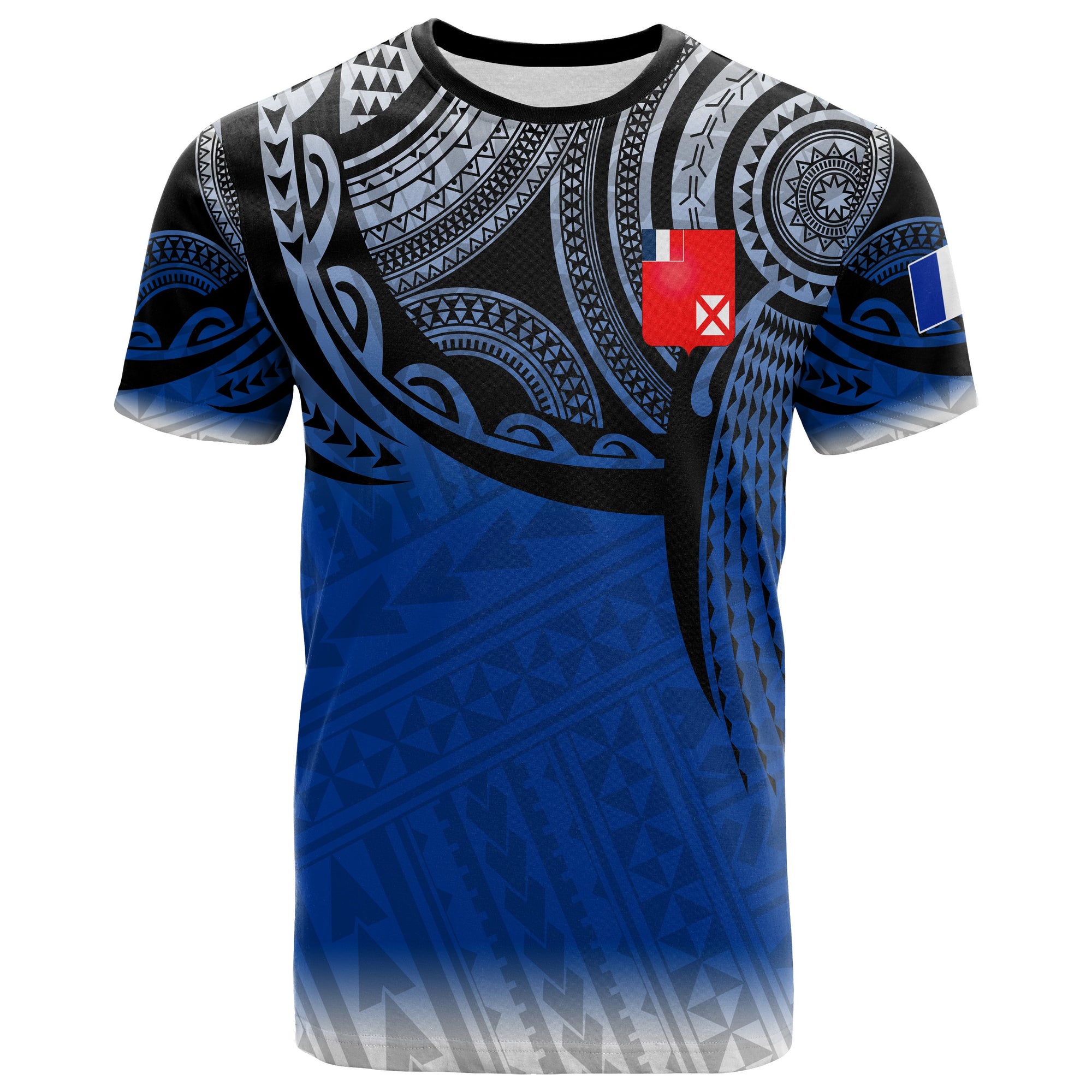 Wallis and Futuna Polynesian T Shirt Tattoo Pattern Unisex Blue - Polynesian Pride