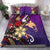 Papua Polynesian Bedding Set - Tribal Flower With Special Turtles Purple Color Purple - Polynesian Pride