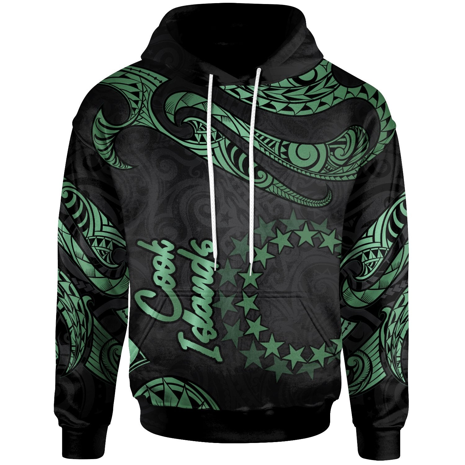 Cook Islands Hoodie Polynesian Tattoo Green Version Unisex Green - Polynesian Pride