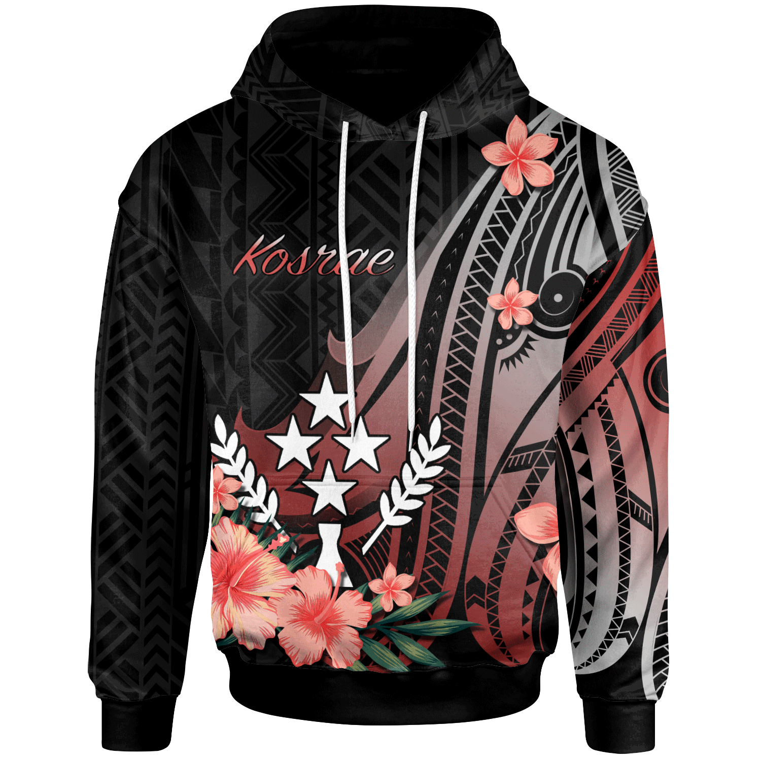 Kosrae Hoodie Red Polynesian Hibiscus Pattern Style Unisex Red - Polynesian Pride