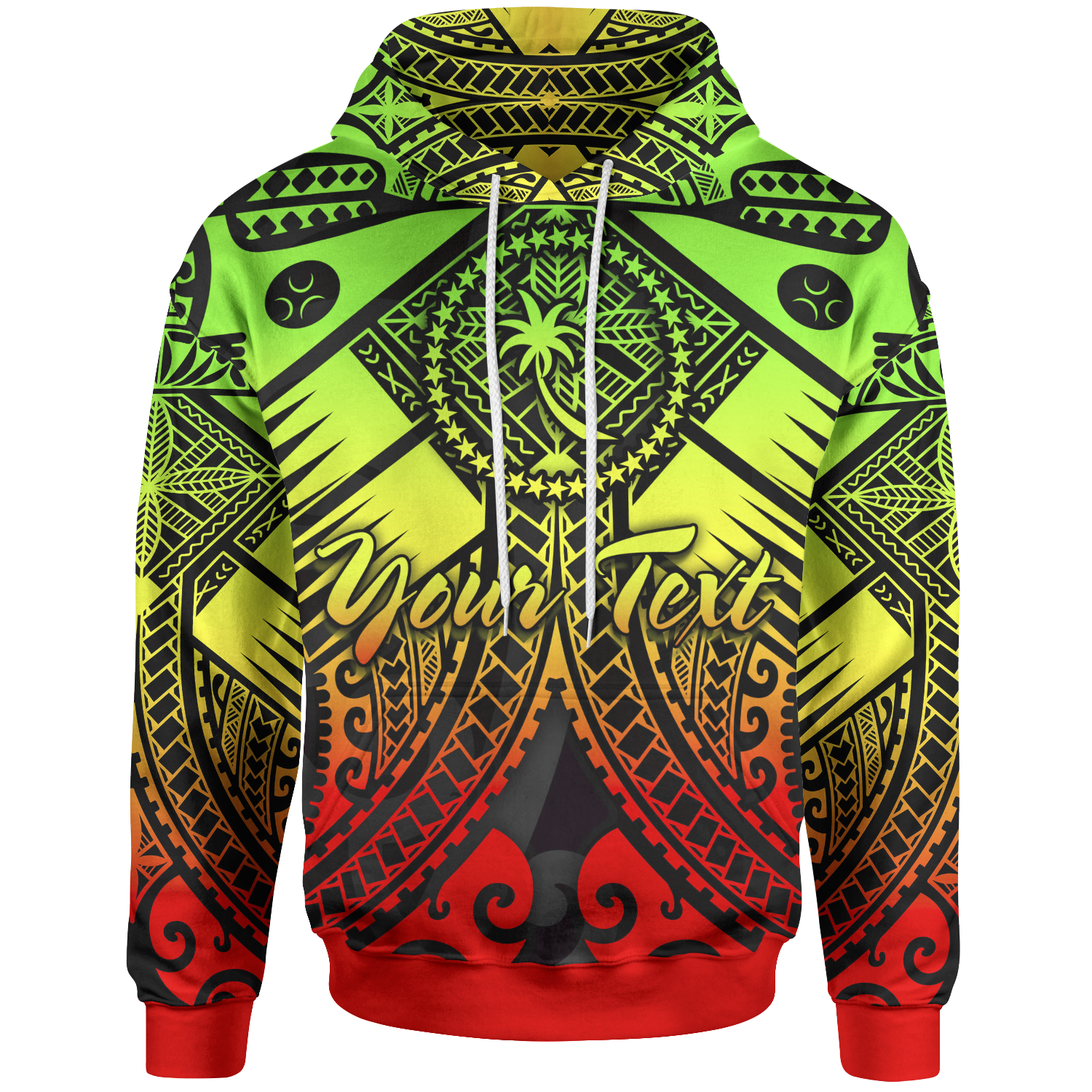 Chuuk Custom Hoodie Reggae Seal with Polynesian Tattoo Unisex Reggae - Polynesian Pride