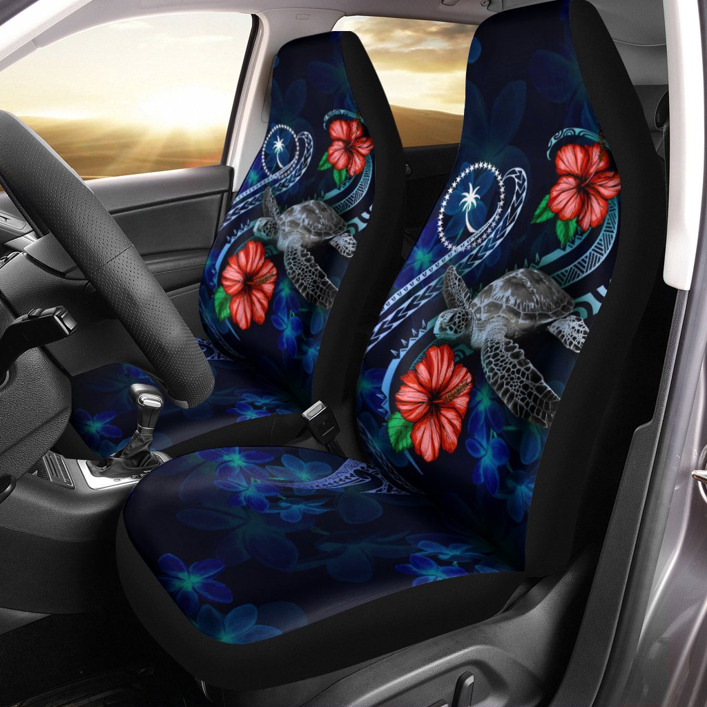 Chuuk Polynesian Car Seat Covers - Blue Turtle Hibiscus Universal Fit Blue - Polynesian Pride