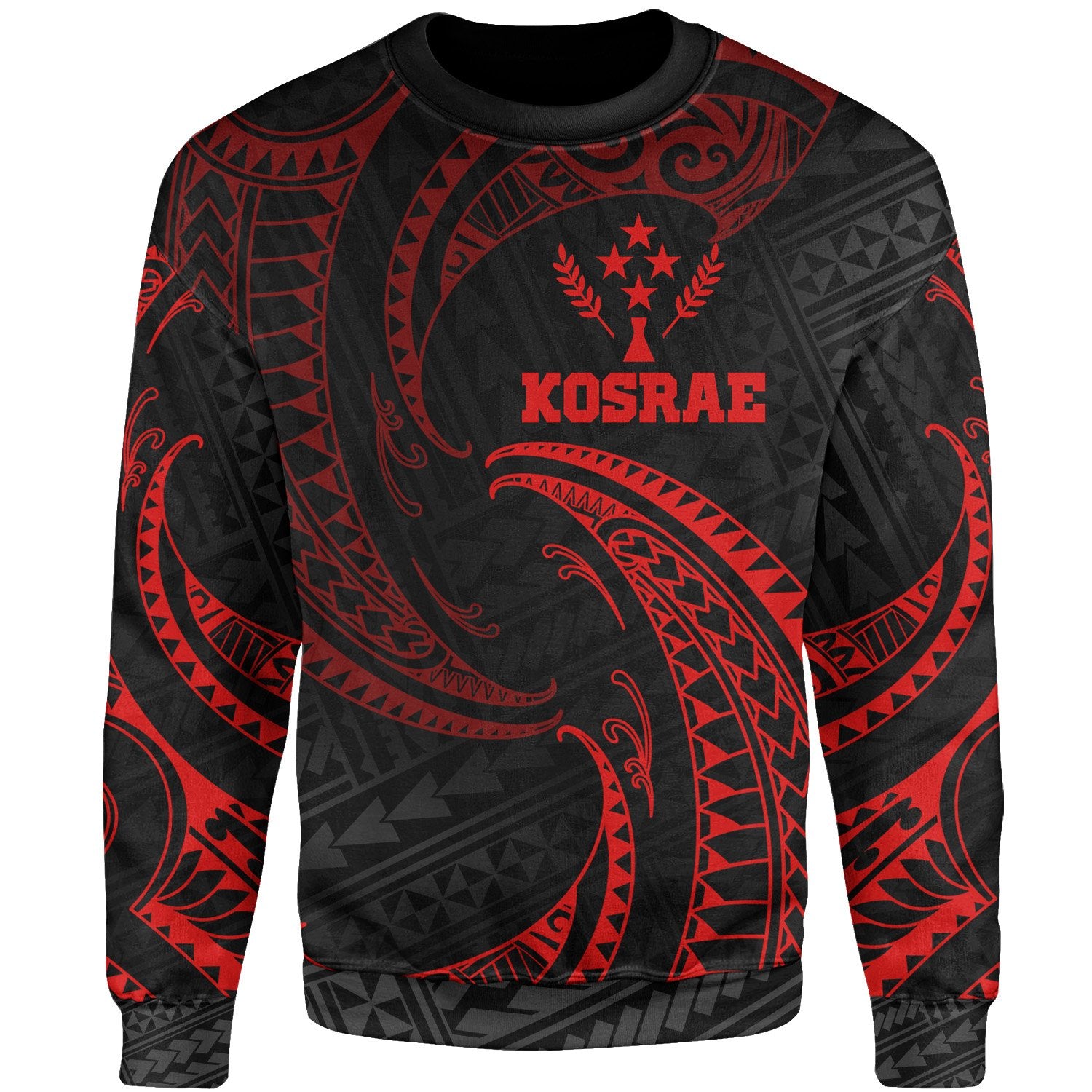 Kosrae Polynesian Sweater - Red Tribal Wave Unisex Red - Polynesian Pride