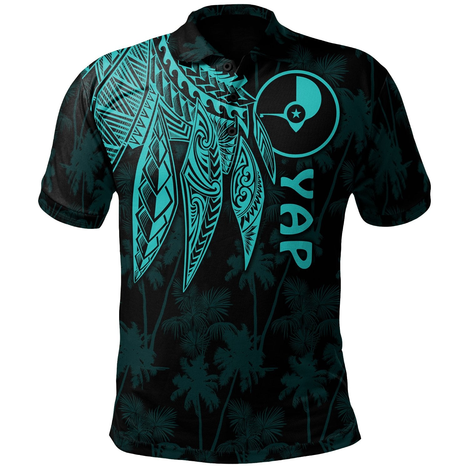 Yap Polo Polynesian Wings (Turquoise) Unisex Turquoise - Polynesian Pride