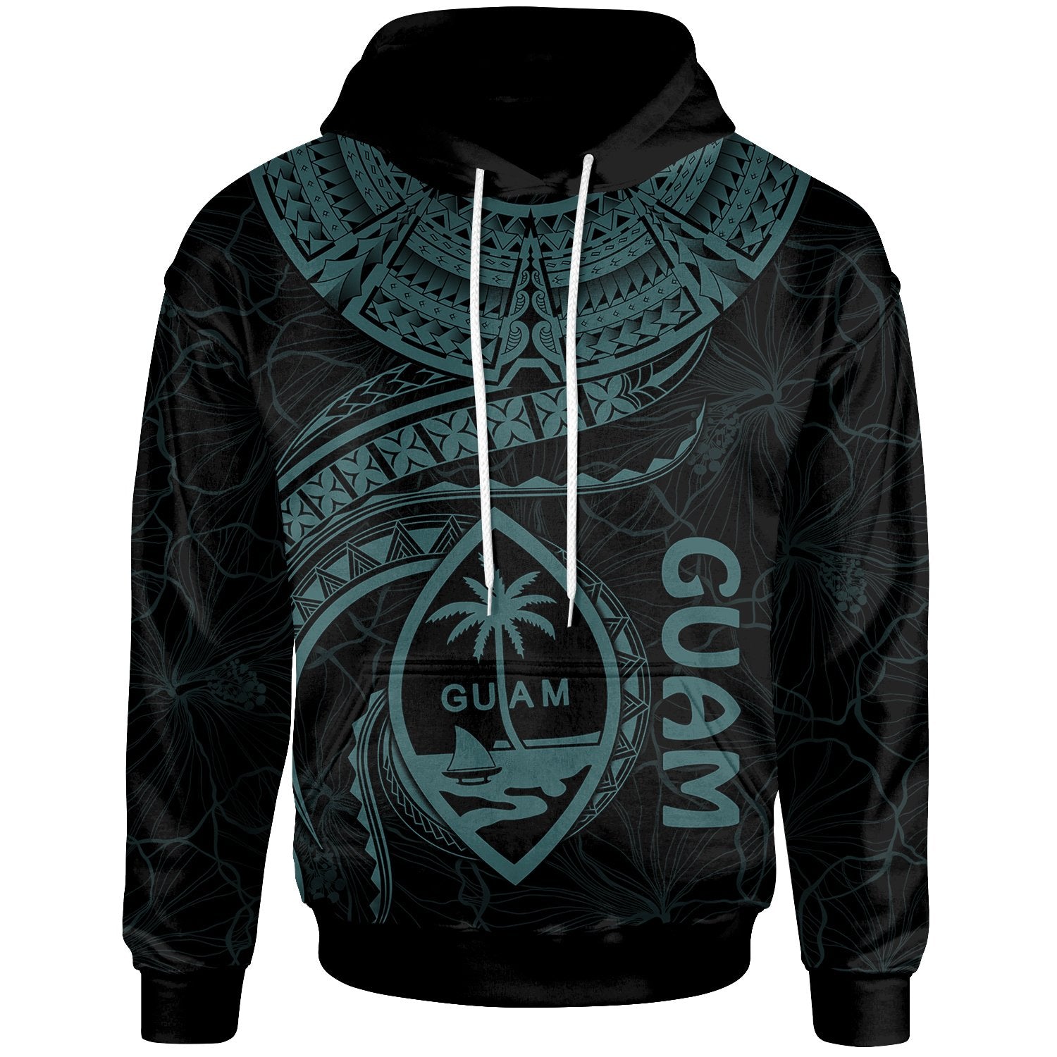 Guam Polynesian Hoodie Guam Waves (Turquoise) Unisex Turquoise - Polynesian Pride