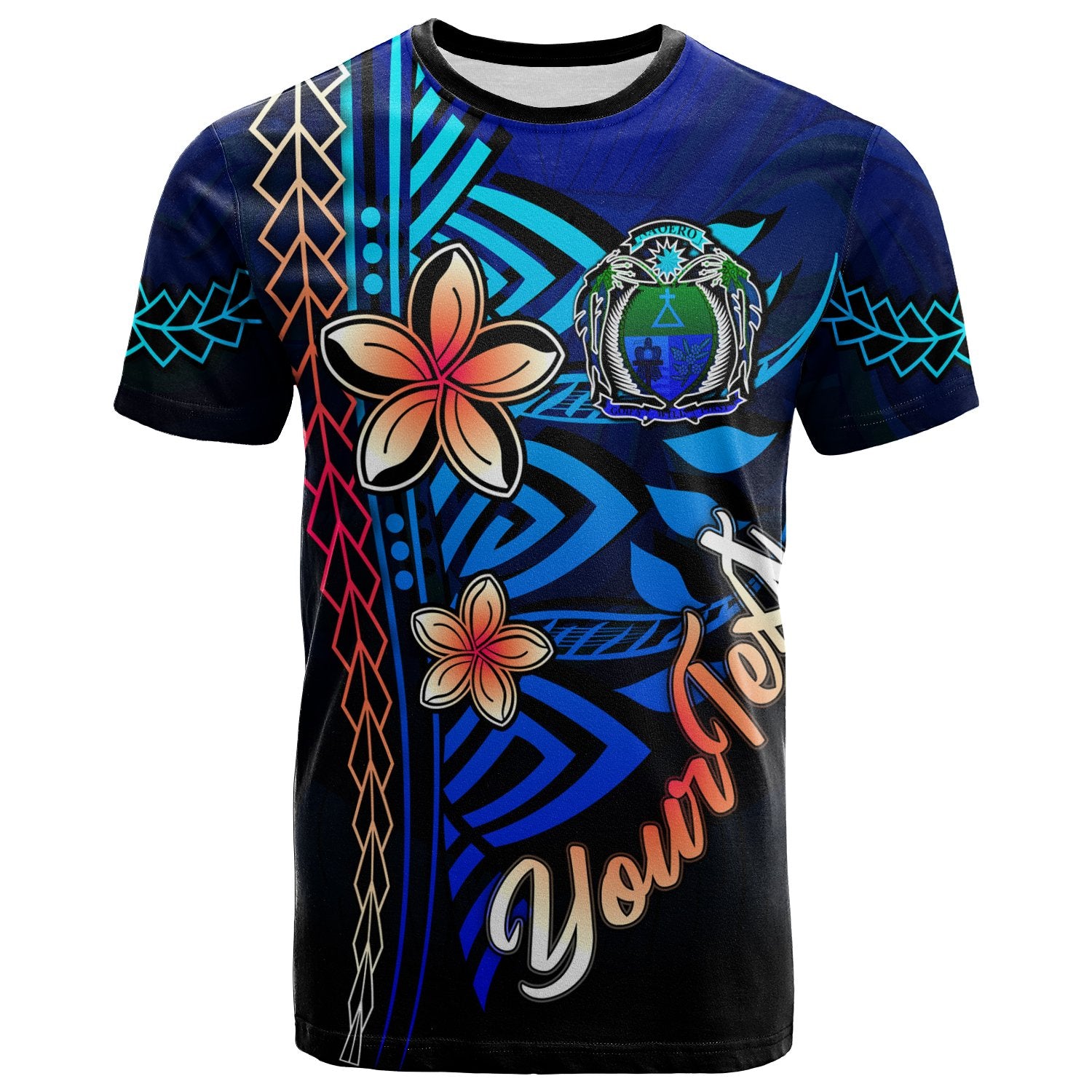 Nauru Custom T Shirt Blue Vintage Tribal Mountain Crest Unisex Blue - Polynesian Pride