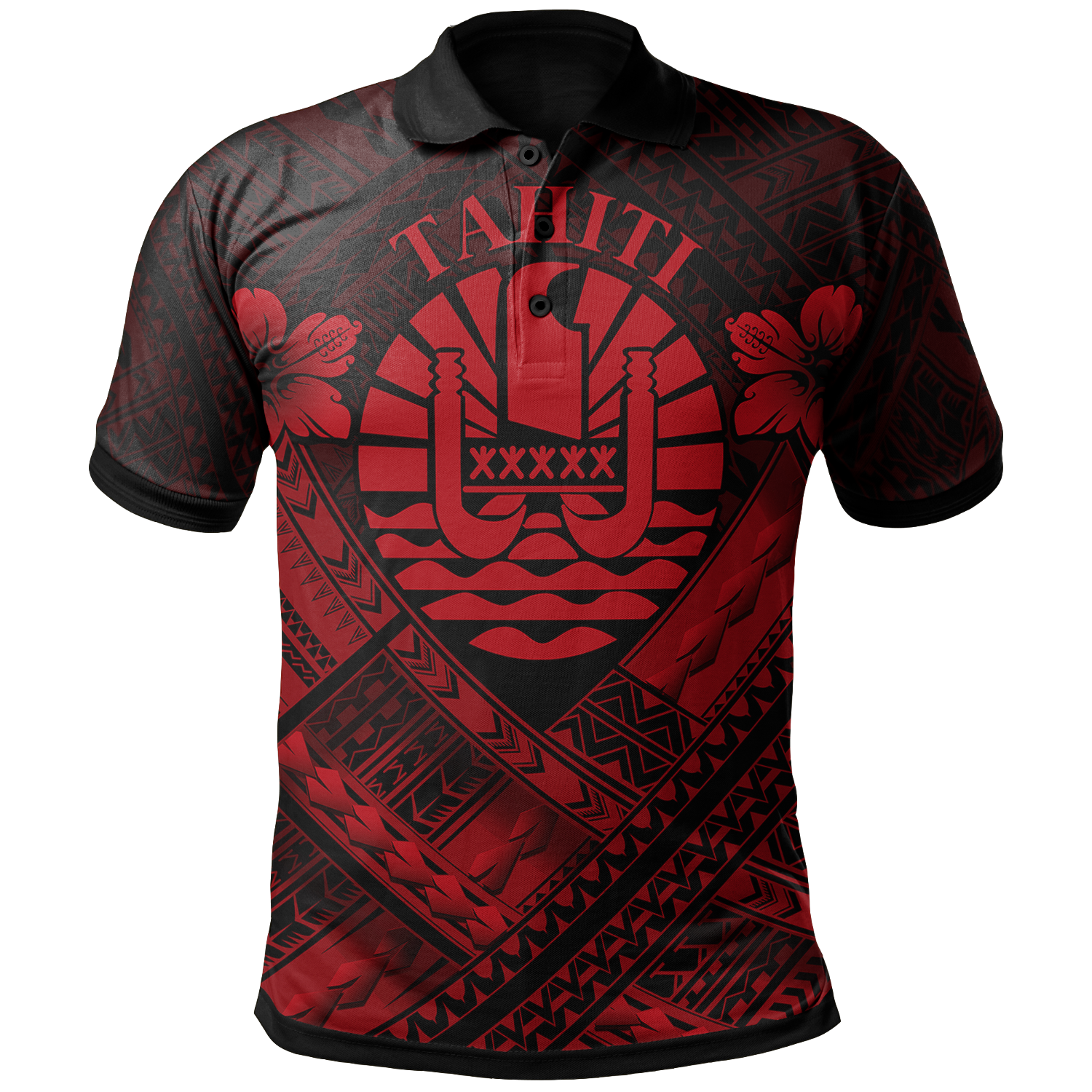 Tahiti Polynesian Polo Shirt Tahiti Red Seal Camisole Hibiscus Style Unisex Red - Polynesian Pride