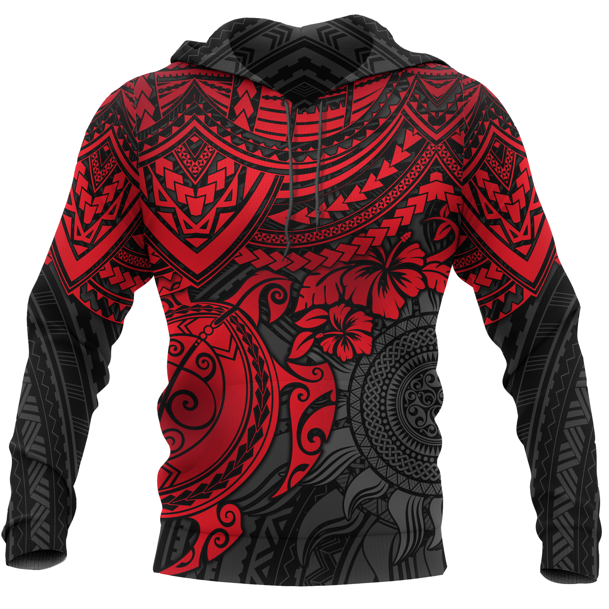 Hoodie Polynesian Red Turtle Red - Polynesian Pride