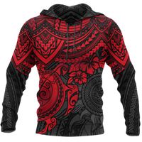 Hoodie Polynesian Red Turtle Red - Polynesian Pride