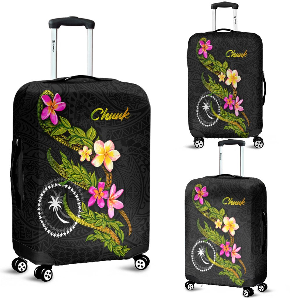 Chuuk Polynesian Luggage Covers - Plumeria Tribal Black - Polynesian Pride