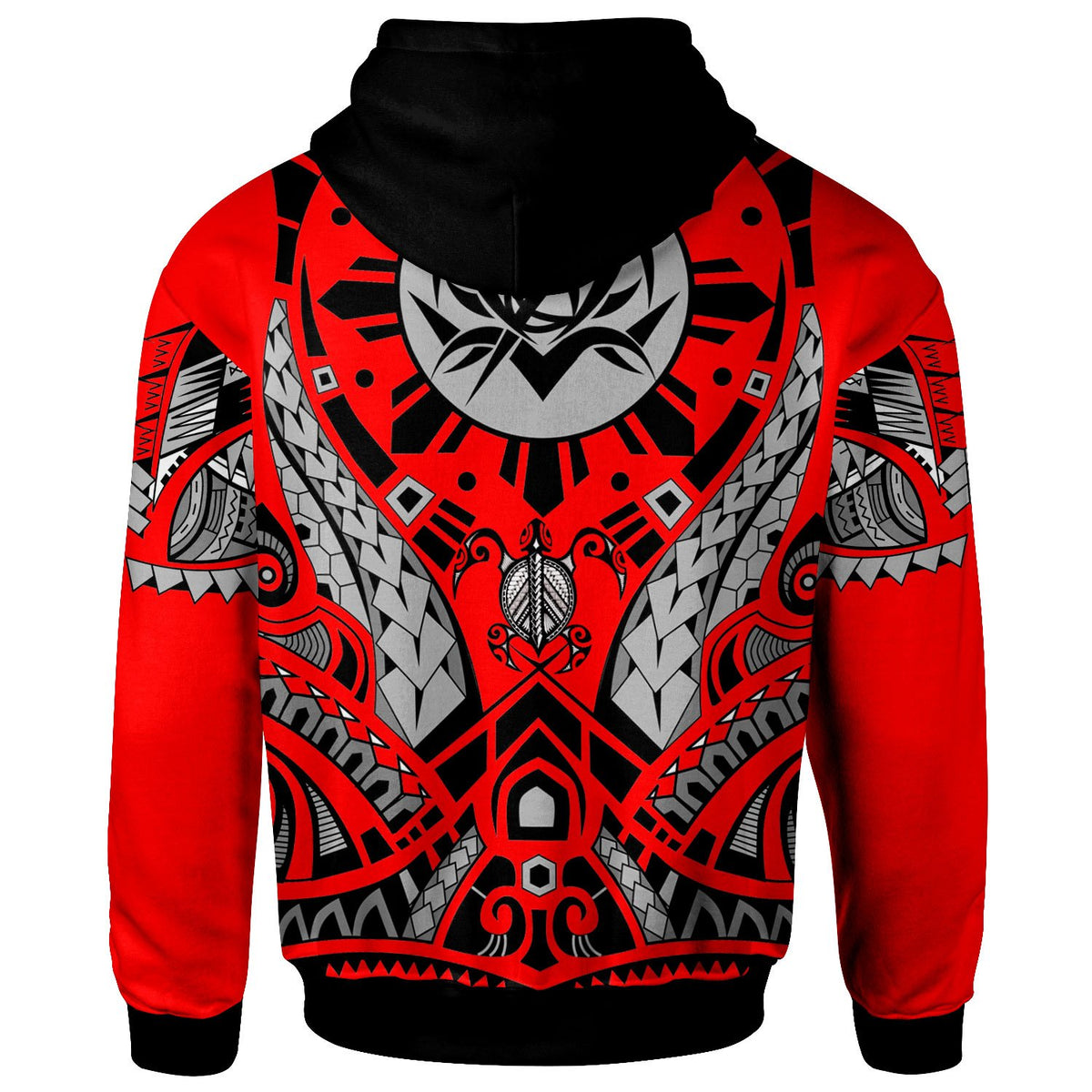 Northern Mariana Islands Hoodie Tribal Sun Tattoo Red Color - Polynesian Pride