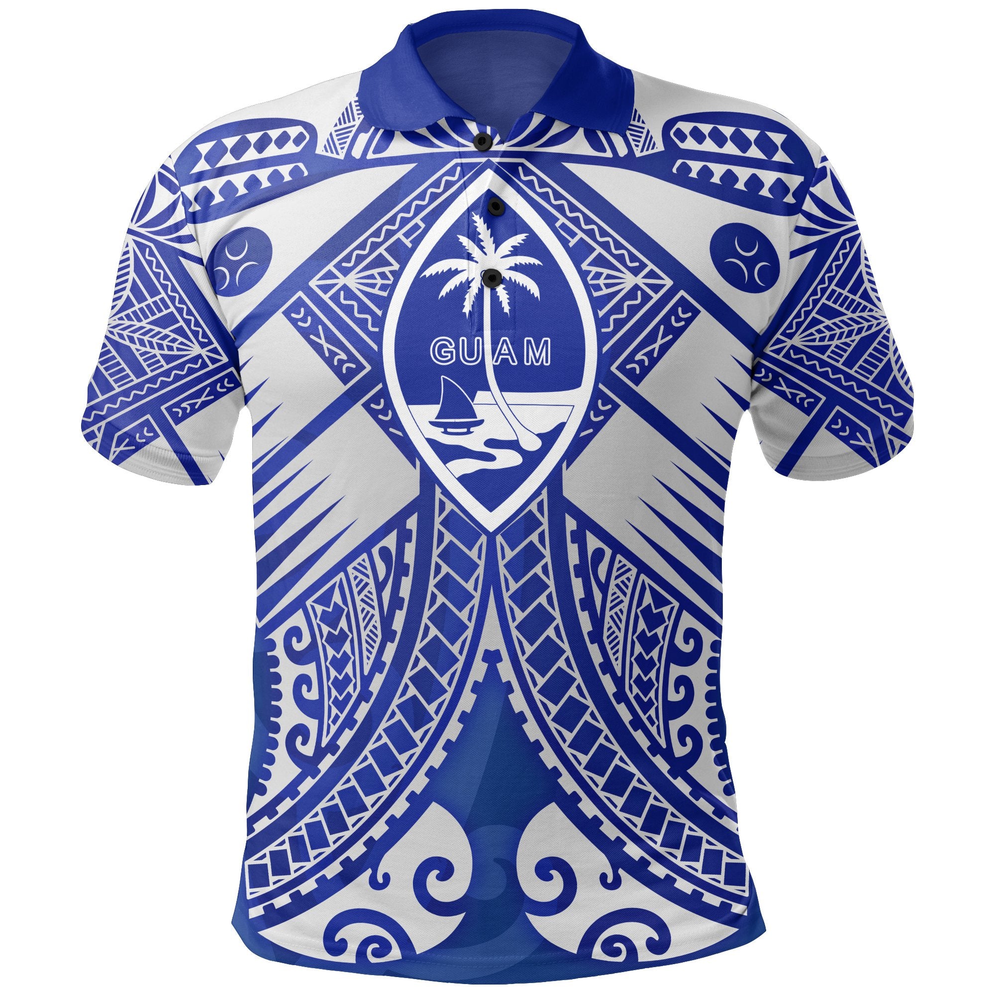 Guam Polynesian Polo Shirt Guam White Seal with Polynesian Tattoo Ver 02 Unisex White - Polynesian Pride