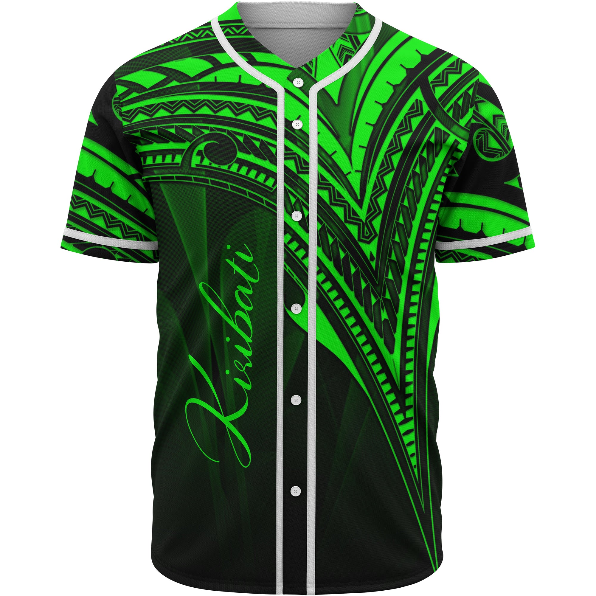 Kiribati Baseball Shirt - Green Color Cross Style Unisex Black - Polynesian Pride