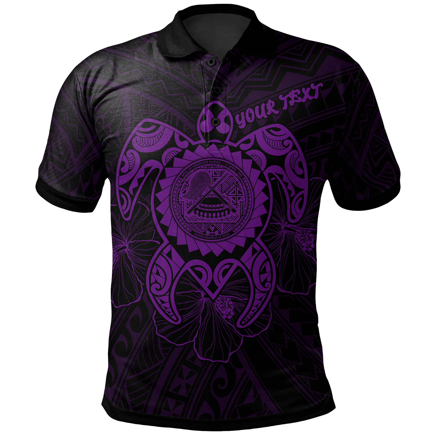 American Samoa Polynesian Custom Polo Shirt Vintage Polynesian Turtle (Purple) Unisex Purple - Polynesian Pride