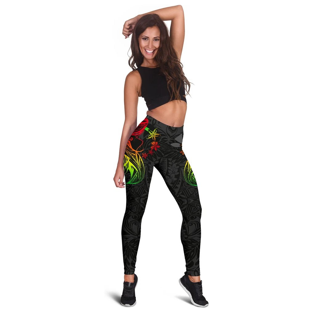 Polynesian Hawaii Leggings - Kanaka Maoli Girl Hair Plumeria Reggae - Polynesian Pride