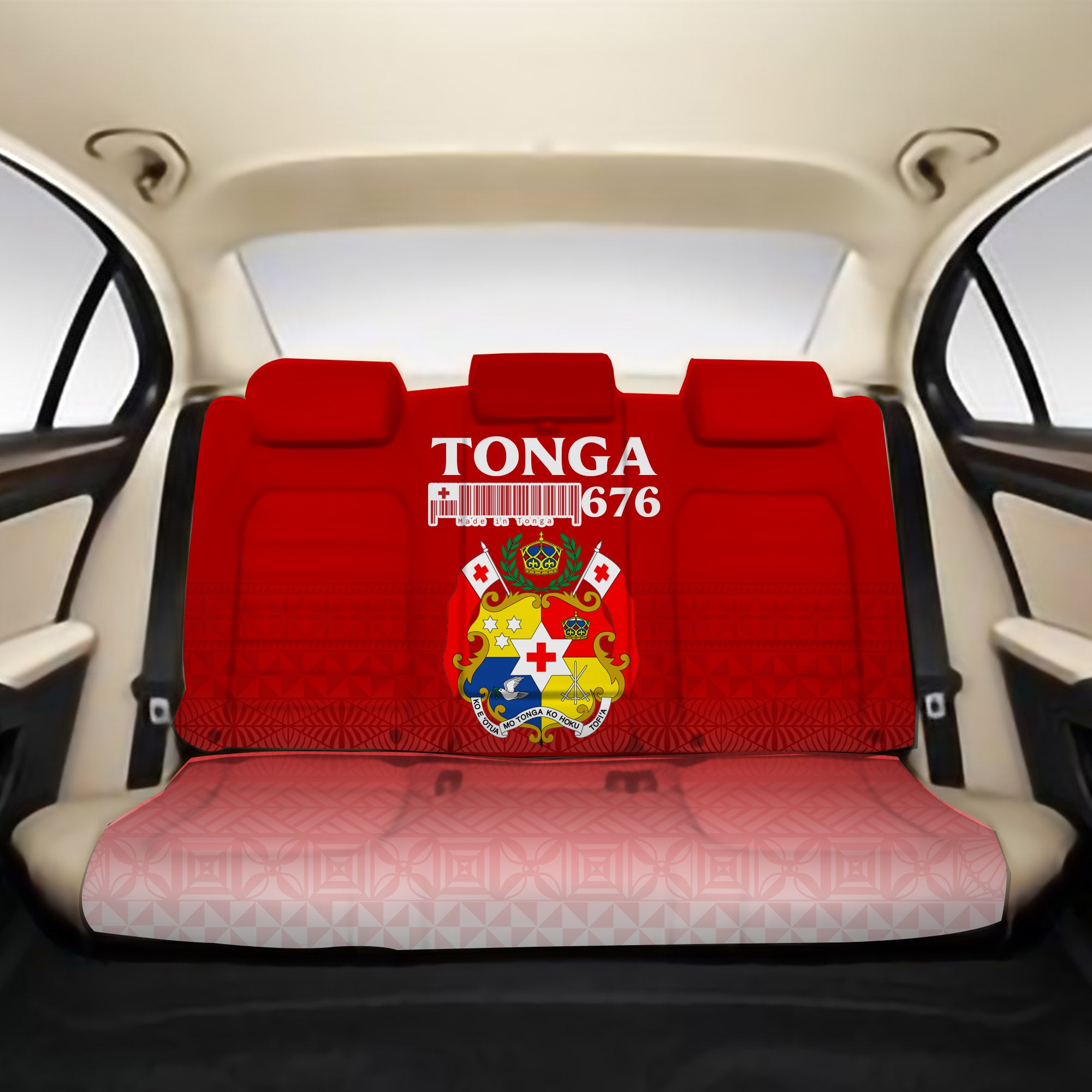 Tonga 676 Tongan Pattern Back Seat Covers - LT12 One Size Red Back Car Seat Covers - Polynesian Pride