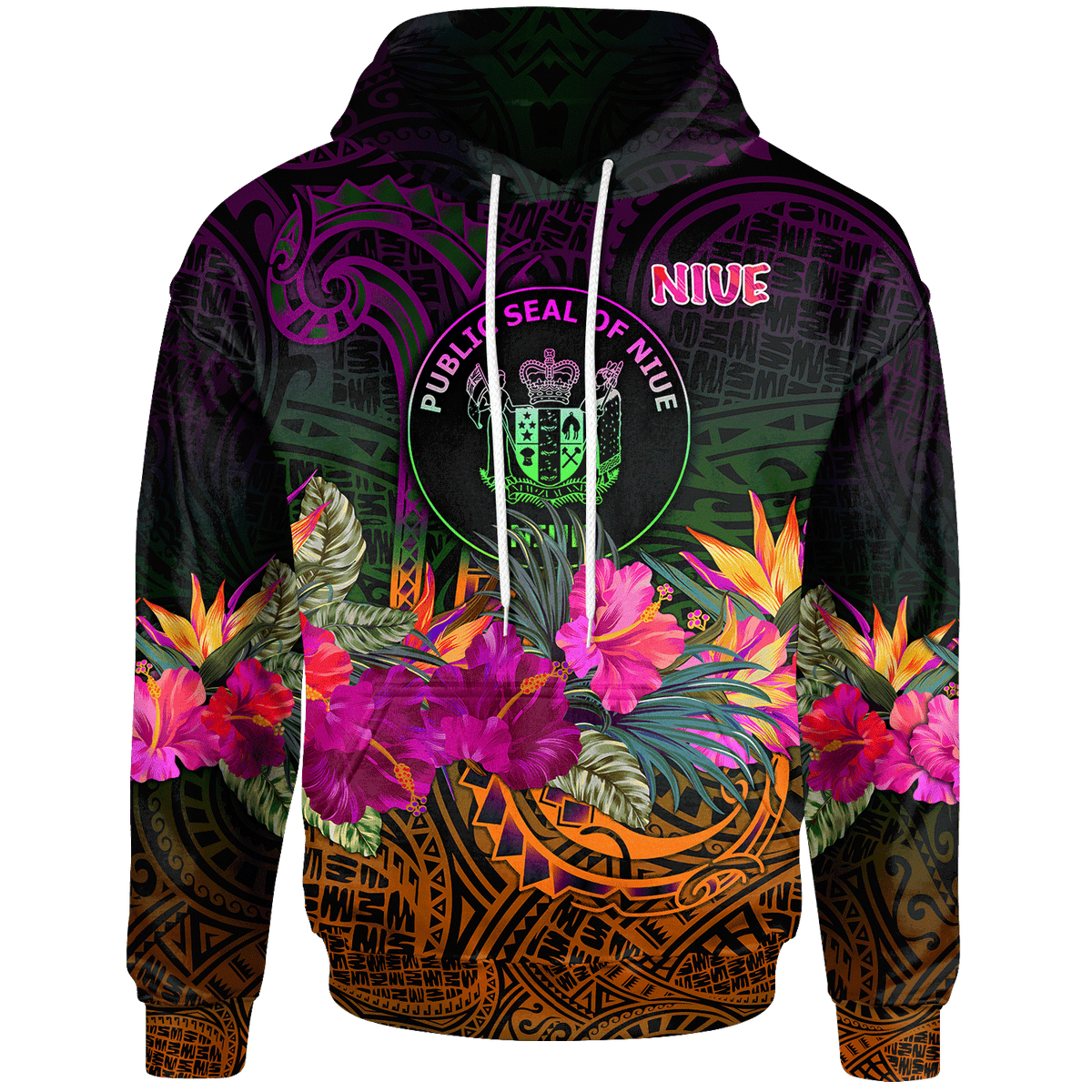 Niue Polynesian Hoodie Summer Hibiscus Unisex Reggae - Polynesian Pride