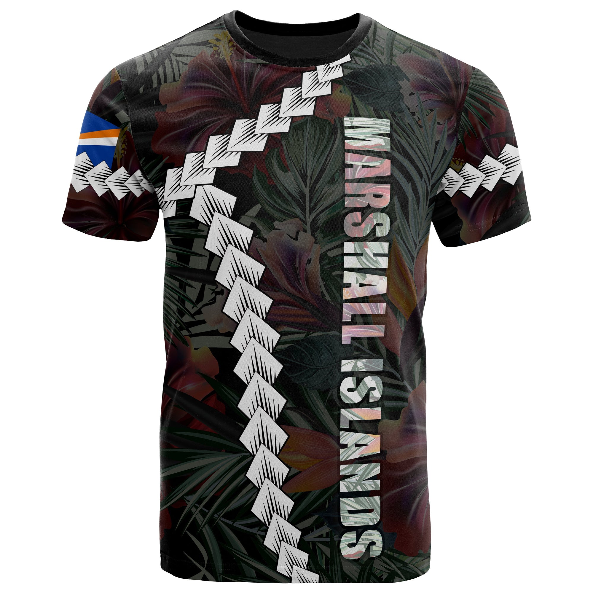 Marshall Islands Polynesian T Shirt Chain Polynesian Unisex BLACK - Polynesian Pride