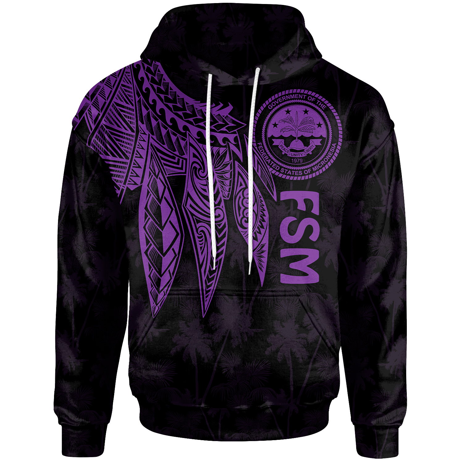 Federated States of Micronesia Hoodie Polynesian Wings (Purple) Unisex Purple - Polynesian Pride