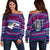 American Samoa Christmas Women Off Shoulder Sweater - Ugly Christmas - LT12 Blue - Polynesian Pride