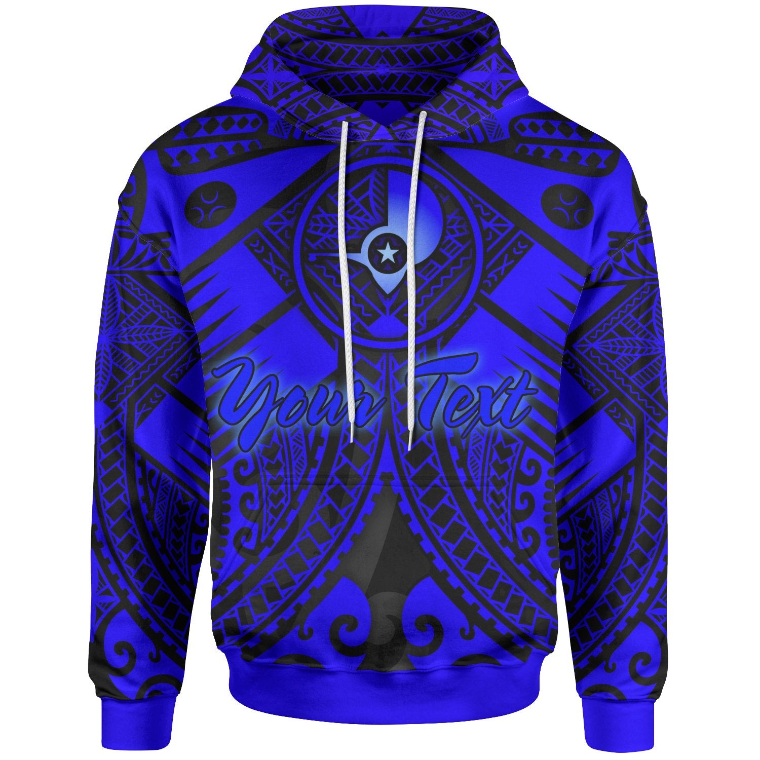 Yap Custom Hoodie Blue Seal with Polynesian Tattoo Unisex Blue - Polynesian Pride