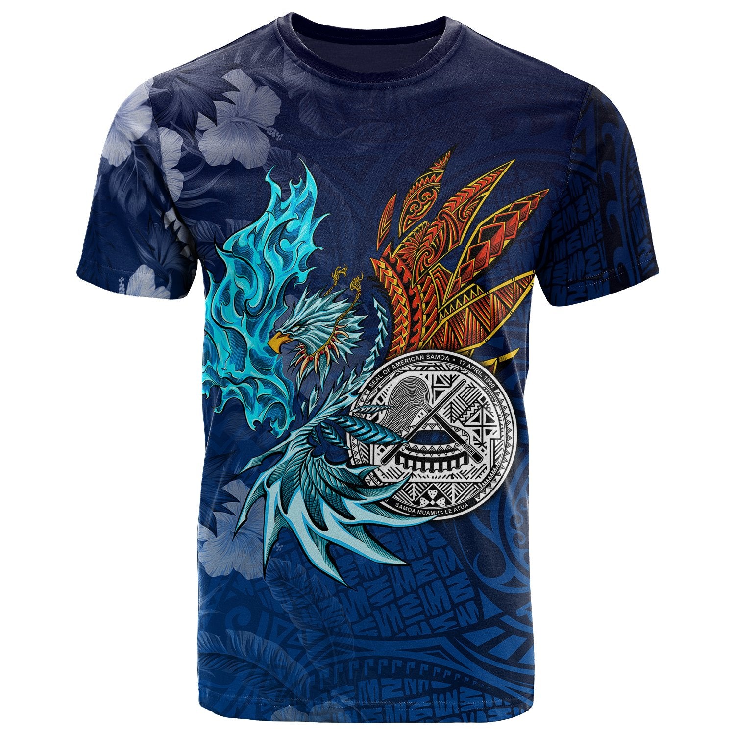 American Samoa Polynesian T Shirt Blue Polynesian Eagle Unisex Blue - Polynesian Pride